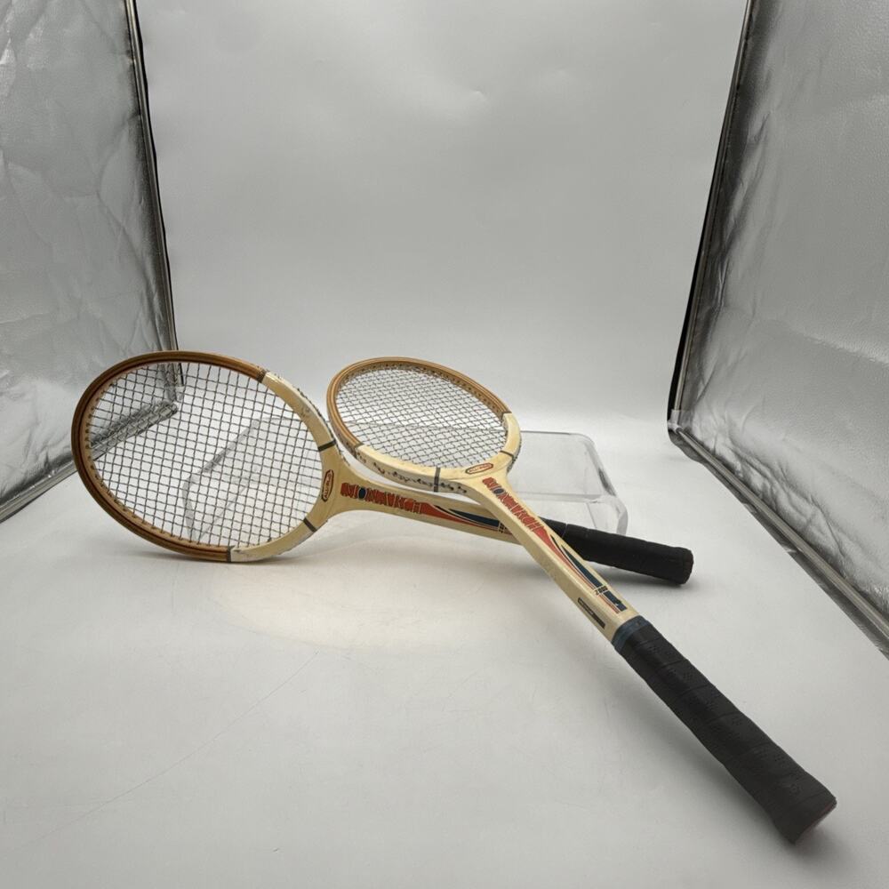 2 S.S. Kresge Co. All Pro Monarch 2000 Wood Tennis Racquet Medium Vintage